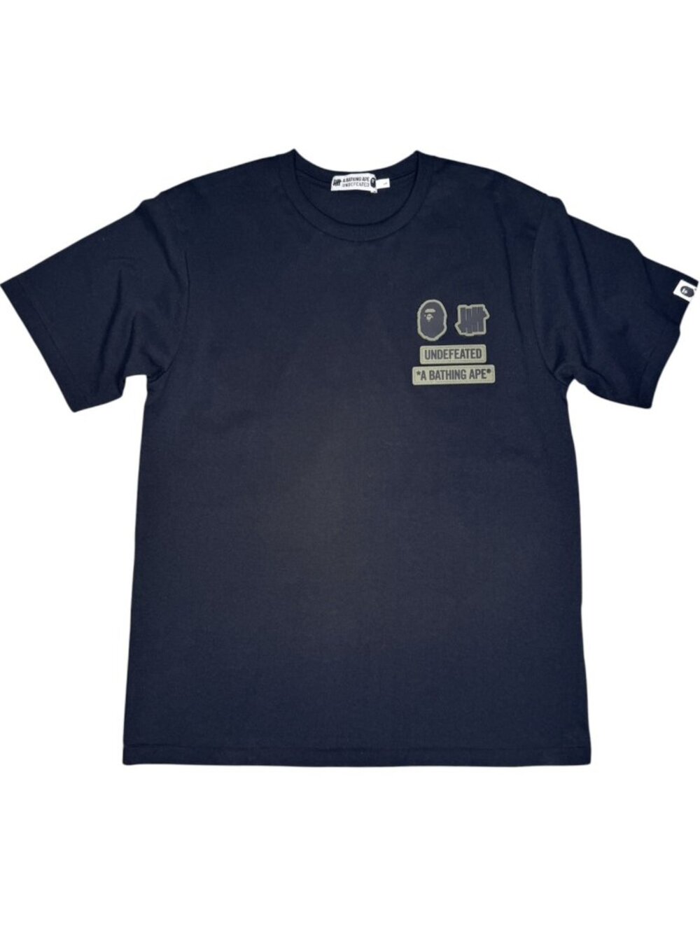 A Bathing Ape L Undefeated 93-02 Tee Black Olive Rubber Patch T-Shirt NWOT